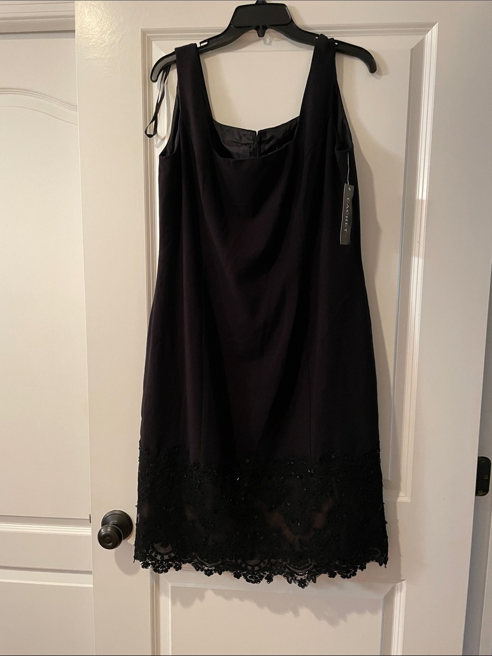 Cachet Black Lace-Hem Slip Dress